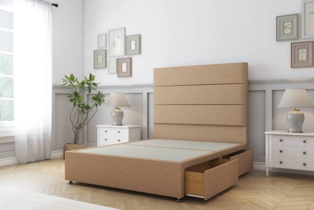 "Sloomy Texas Dumfries Divan Set 2 Drawers-54"" Headboard in Light Brown - Size: Single" - image 1