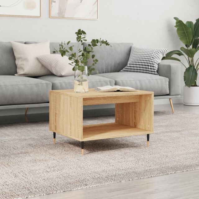 Berkfield Home Coffee Table Sonoma Oak 60x50x40 cm Engineered Wood in Brown - Size: 60 x 50 x 40 cm - image 1