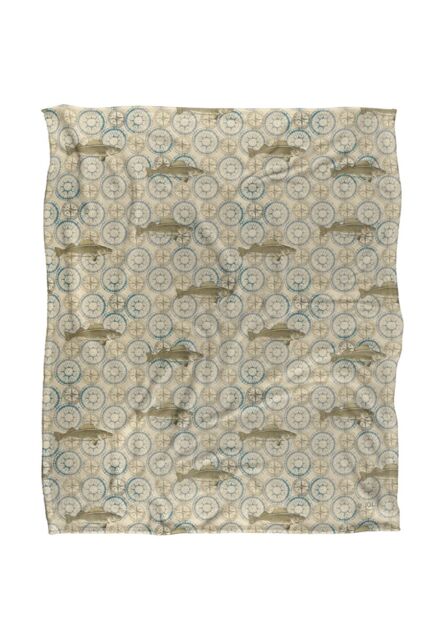 JQ Licensing Jl-Jp-Jq Walleye Compass Fishing Pattern Silky Touch Super Soft Throw Blanket 152 X 127 cm in White - image 1