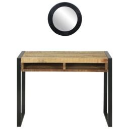 Berkfield Home Dressing Table with Mirror 100x50x75 cm Solid Rough Wood Mango in Brown - Size: 100 x 50 x 75 cm - thumbnail 6
