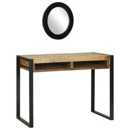 Berkfield Home Dressing Table with Mirror 100x50x75 cm Solid Rough Wood Mango in Brown - Size: 100 x 50 x 75 cm