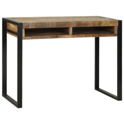 Berkfield Home Dressing Table with Mirror 100x50x75 cm Solid Rough Wood Mango in Brown - Size: 100 x 50 x 75 cm - thumbnail 3