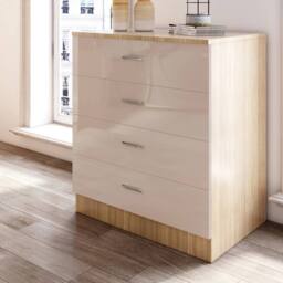 ERGOVEXA Chest of 4 Drawers High Gloss Bedroom Bedside Table Cabinet in Natural - thumbnail 3