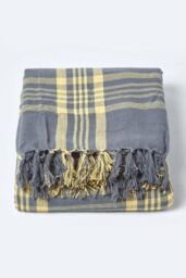 Homescapes Tartan Check Sofa & Bed Throw in Yellow - Size: 150 cm x 200 cm - thumbnail 2