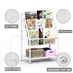 Huhote Kids Bookshelf Small Bookcase with Book Toy Storage For Small Spaces in White - thumbnail 9