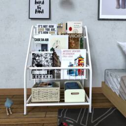 Huhote Kids Bookshelf Small Bookcase with Book Toy Storage For Small Spaces in White - thumbnail 4
