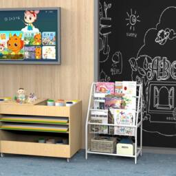 Huhote Kids Bookshelf Small Bookcase with Book Toy Storage For Small Spaces in White - thumbnail 6