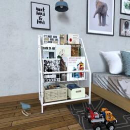 Huhote Kids Bookshelf Small Bookcase with Book Toy Storage For Small Spaces in White - thumbnail 5