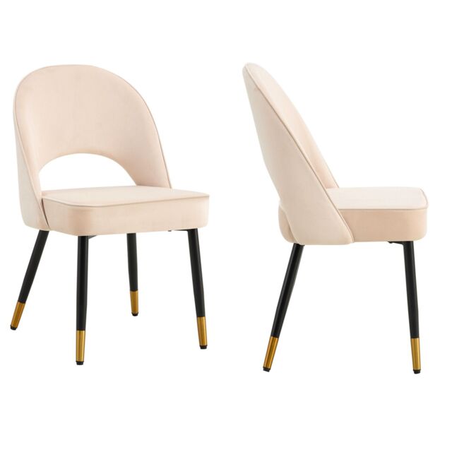 Hygrad Built to Survive Velvet Dining Chairs with Cushioned Padded Seat Kitchen Chairs Set of 2 in Cream - image 1