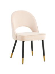 Hygrad Built to Survive Velvet Dining Chairs with Cushioned Padded Seat Kitchen Chairs Set of 2 in Cream - thumbnail 2