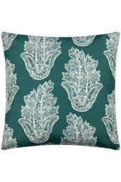 Paoletti Kalindi Paisley Water & UV Resistant Reversible Outdoor Cushion in Teal - Size: 43 cm x 43 cm - thumbnail 1