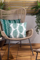Paoletti Kalindi Paisley Water & UV Resistant Reversible Outdoor Cushion in Teal - Size: 43 cm x 43 cm - thumbnail 4