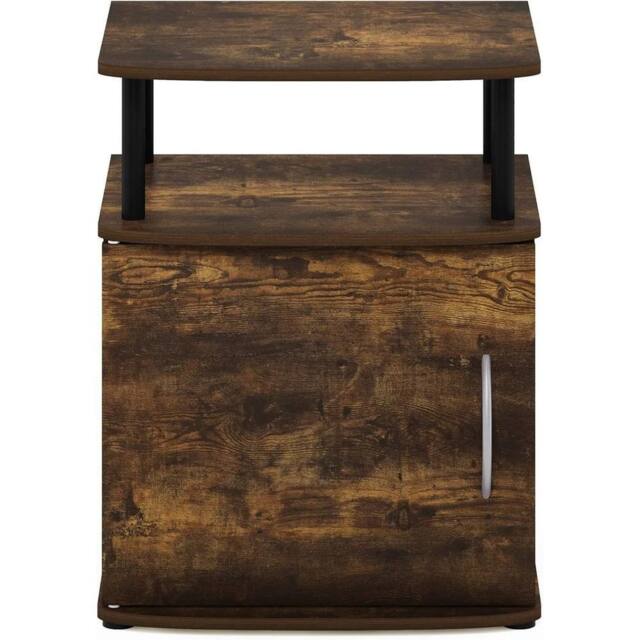 VOGREX Black Amber Pine Modern Side Table with Storage in Brown - image 1