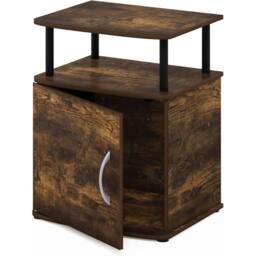 VOGREX Black Amber Pine Modern Side Table with Storage in Brown - thumbnail 3