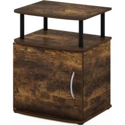 VOGREX Black Amber Pine Modern Side Table with Storage in Brown - thumbnail 4