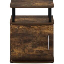VOGREX Black Amber Pine Modern Side Table with Storage in Brown - thumbnail 1