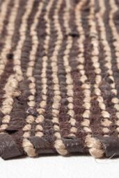 Homescapes Madras Leather Hemp Rug in Brown - Size: 150 cm x 240 cm - thumbnail 4