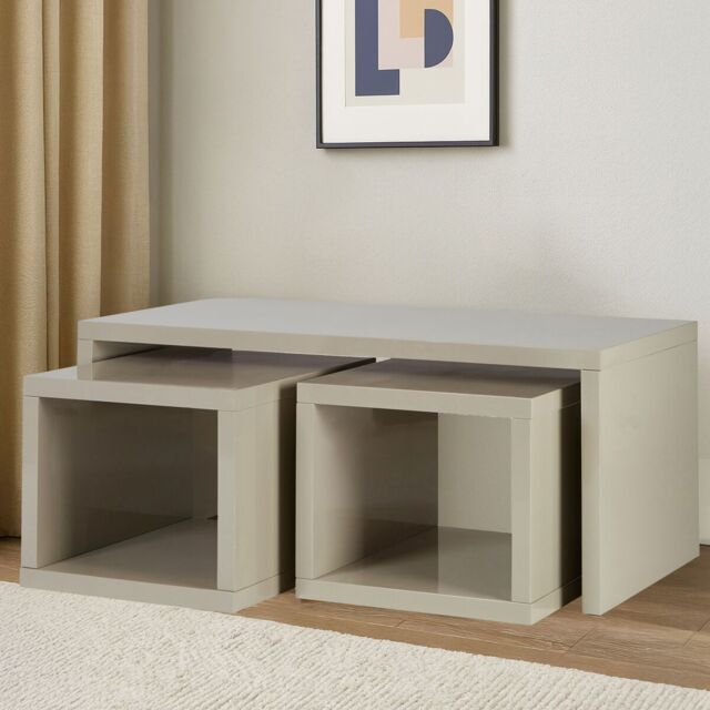 Orsina Coffee Table with Space-Saving Nesting Tables, Grey Coffee Tables, Contemporary Wooden Coffee Table Set - image 1