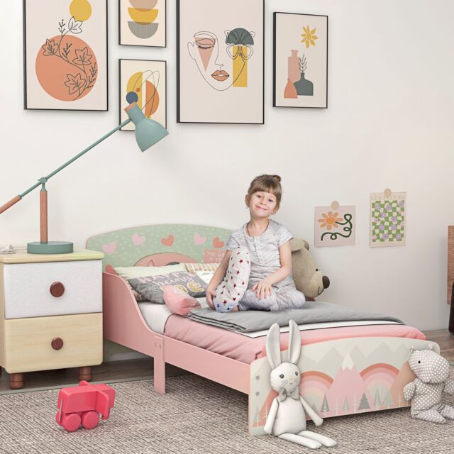 ZONEKIZ Toddler Bed Frame, Kids Bedroom Furniture for Ages 3-6 Years in Pink - image 1