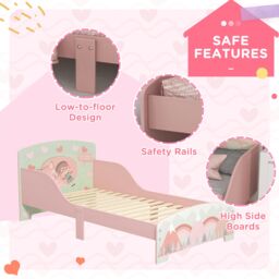 ZONEKIZ Toddler Bed Frame, Kids Bedroom Furniture for Ages 3-6 Years in Pink - thumbnail 6
