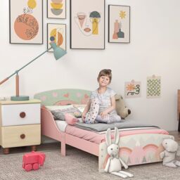 ZONEKIZ Toddler Bed Frame, Kids Bedroom Furniture for Ages 3-6 Years in Pink