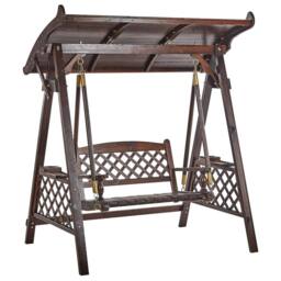Wyld and Coco 2-Seater Garden Swing Canopy - Spruce Wood Rustic Brown - thumbnail 4