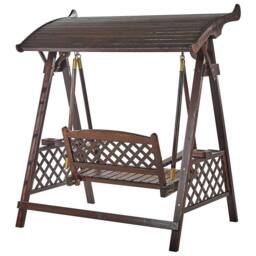 Wyld and Coco 2-Seater Garden Swing Canopy - Spruce Wood Rustic Brown - thumbnail 7