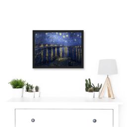 Artery8 Vincent Van Gogh Starry Night Over Rhone 1888 A4 Artwork Framed Wall Art Print in Black - thumbnail 2