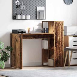 Berkfield Home Writing Desk Old wood Engineered wood Standard Storage in Brown - thumbnail 2