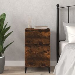 Berkfield Home Bedside Cabinet Smoked Oak 40x35x70 cm in Brown - Size: 40 x 35 x 70 cm - thumbnail 1