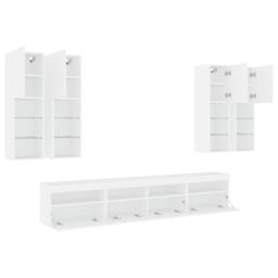 Berkfield Home 7 Piece TV Wall Cabinet Set with LED Lights White - thumbnail 6