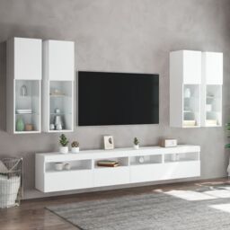 Berkfield Home 7 Piece TV Wall Cabinet Set with LED Lights White - thumbnail 4