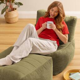 icon 2pcs Noa Bean Bag, 1x Recliner, 1x Slab, Jumbo Cord in Green - thumbnail 2