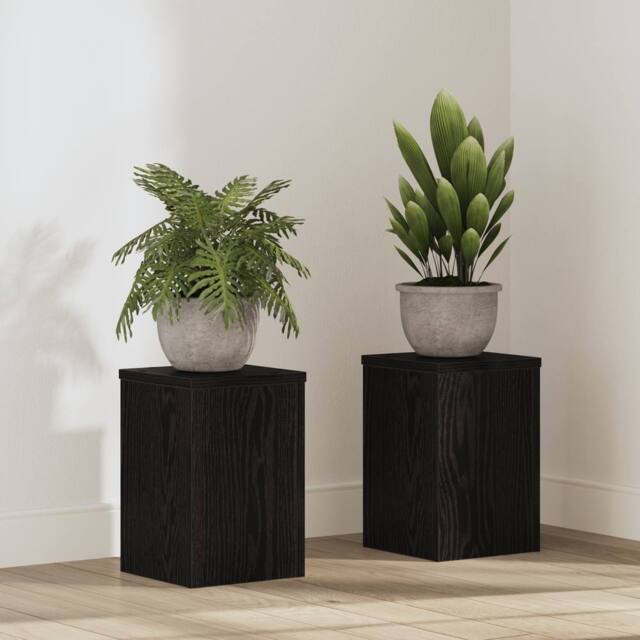 Berkfield Home Plant Stands 2 pcs Black Oak 20x20x30 cm Engineered Wood - Size: 20 x 20 x 30 cm - image 1