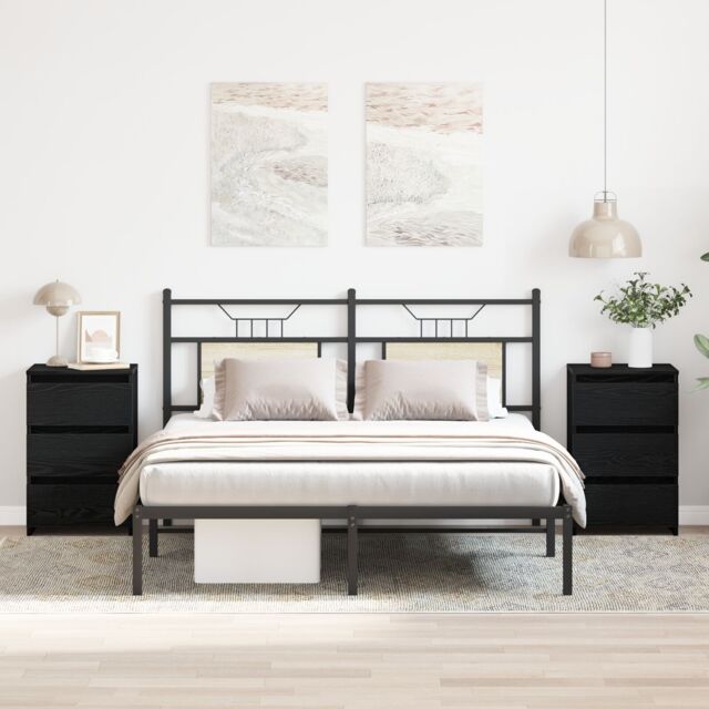 Berkfield Home Nightstands 2 pcs Black Oak 40x35x62.5 cm Made of Engineered Wood - image 1