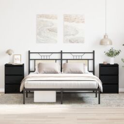 Berkfield Home Nightstands 2 pcs Black Oak 40x35x62.5 cm Made of Engineered Wood - thumbnail 1