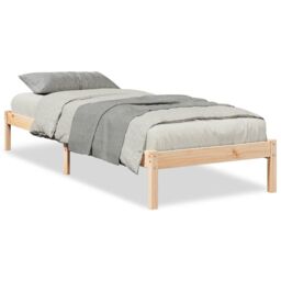 Berkfield Home Extra Long Bed Frame without Mattress 80x210 cm Solid Wood Pine in Brown - thumbnail 2