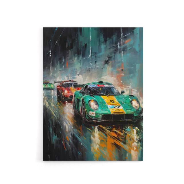 "Artery8 Sports Car Racing Motorsport Race Canvas Wall Art Print in Blue - Size: W24"" x H32""" - image 1