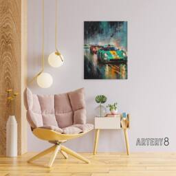 "Artery8 Sports Car Racing Motorsport Race Canvas Wall Art Print in Blue - Size: W24"" x H32""" - thumbnail 3