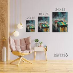 "Artery8 Sports Car Racing Motorsport Race Canvas Wall Art Print in Blue - Size: W24"" x H32""" - thumbnail 4