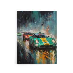 "Artery8 Sports Car Racing Motorsport Race Canvas Wall Art Print in Blue - Size: W24"" x H32""" - thumbnail 1