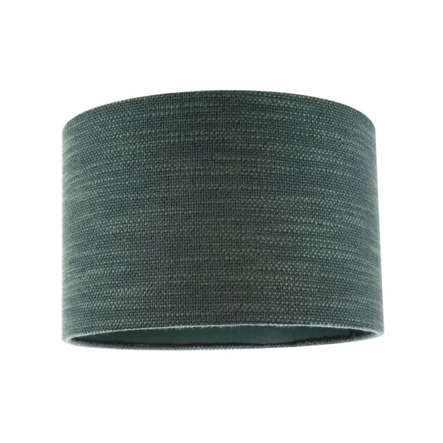 Happy Homewares Designer Bobbled & Textured Linen Fabric Round Drum Lamp Shade in Dark Green - Size: 12 inches - image 1