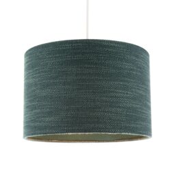Happy Homewares Designer Bobbled & Textured Linen Fabric Round Drum Lamp Shade in Dark Green - Size: 12 inches - thumbnail 2