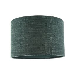 Happy Homewares Designer Bobbled & Textured Linen Fabric Round Drum Lamp Shade in Dark Green - Size: 12 inches