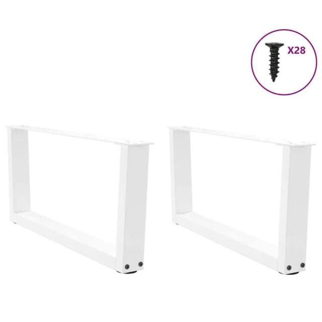 Berkfield Home Modern Dining Table Legs V-Shape 2 pcs White 70x(30-31.3) cm Steel - image 1