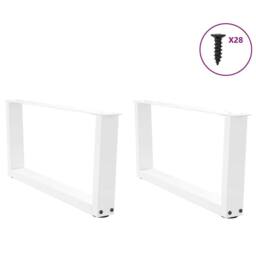 Berkfield Home Modern Dining Table Legs V-Shape 2 pcs White 70x(30-31.3) cm Steel - thumbnail 1