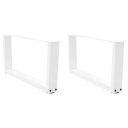 Berkfield Home Modern Dining Table Legs V-Shape 2 pcs White 70x(30-31.3) cm Steel - thumbnail 2