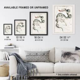 Artery8 Draco & Ursa Minor Constellation Hall Framed Wall Art Print in White - Size: A4 - thumbnail 3