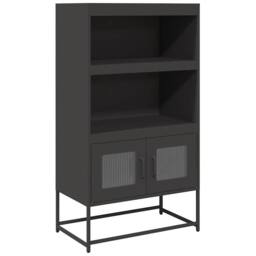 Berkfield Home Highboard Black 68x39x123 cm Steel - Size: 68 x 39 x 123 cm - thumbnail 3
