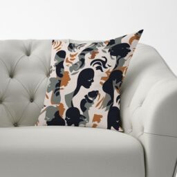 Warren Reed - Designer Abstract Grey Brown Silhouette Cushions - Size: 60 cm x 60 cm - thumbnail 3